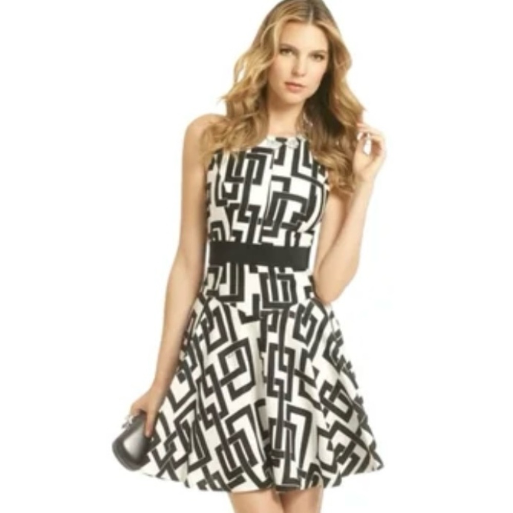 Milly Black and White fit and flare Dress